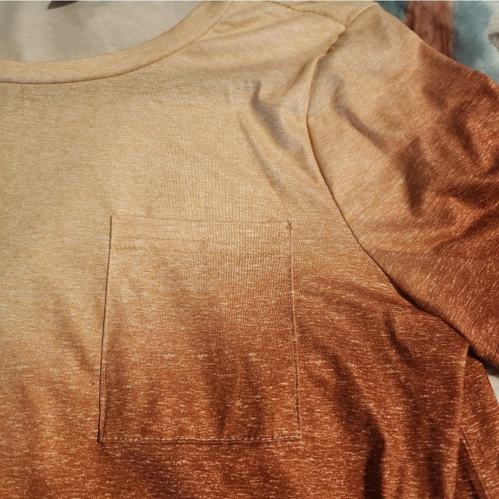 SHEIN ORANGE OMBRE SHIRT - Picture 3 of 4